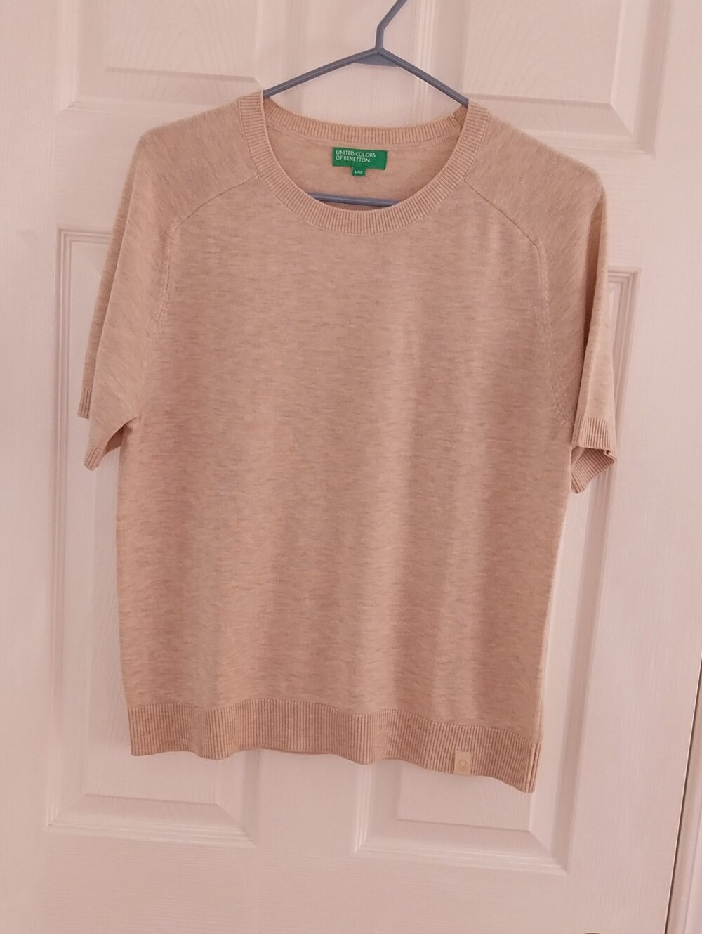 New United Colors Of Benetton Beige Short-Sleeve Crewneck Sweater